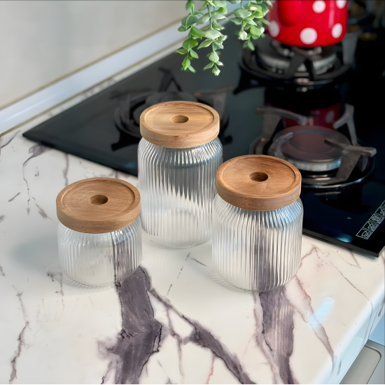 Glass Jar with Wooden Lid 750 ml